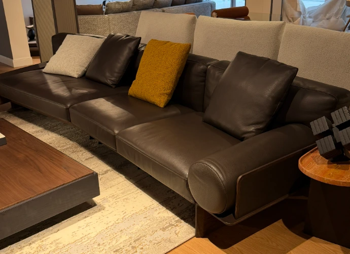 Premium brown leather sofa designed for refined modern interiors